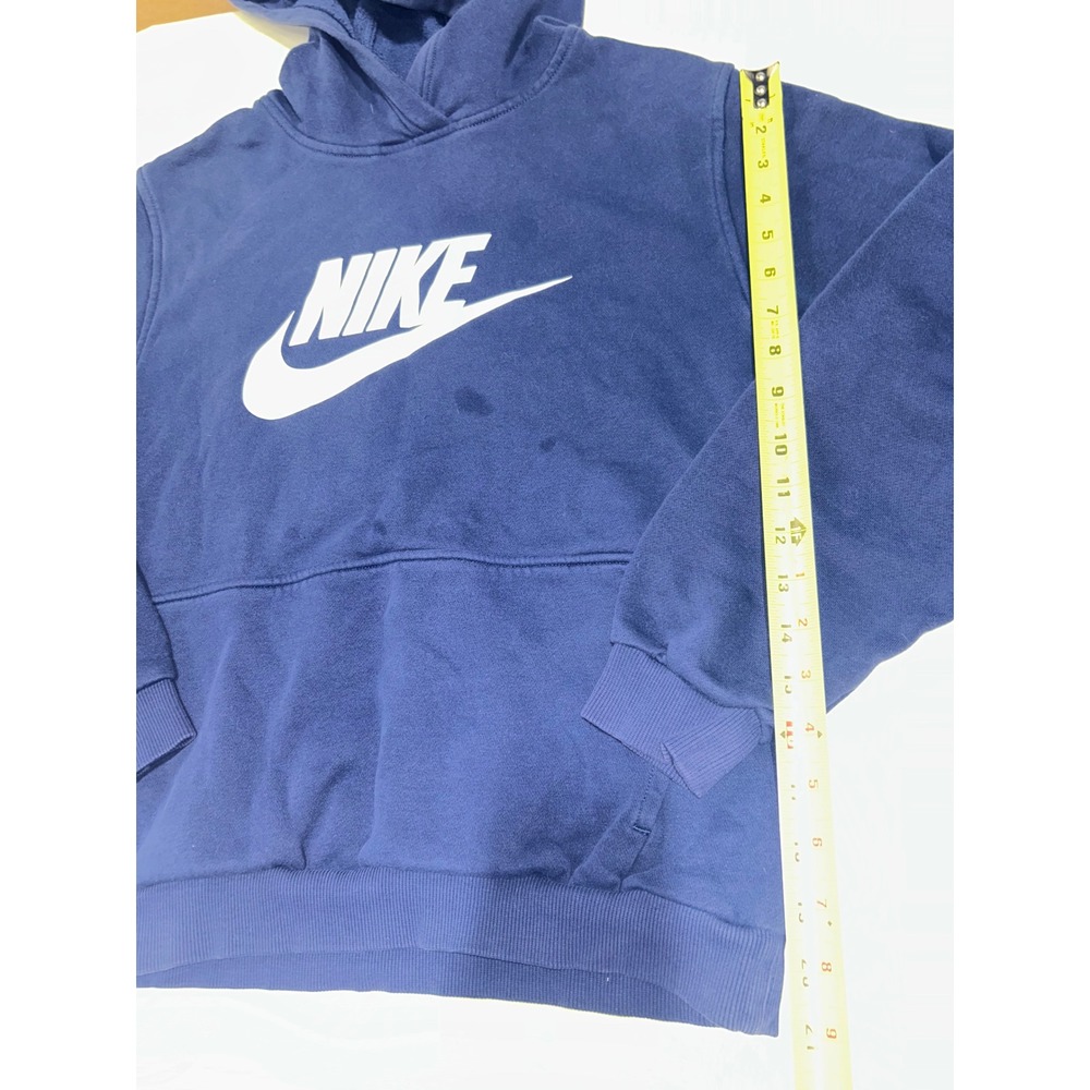 Nike Mens Sportswear Futura Logo Hoodie Navy Blue Pullover Fleece Medium - Picture 6 of 6